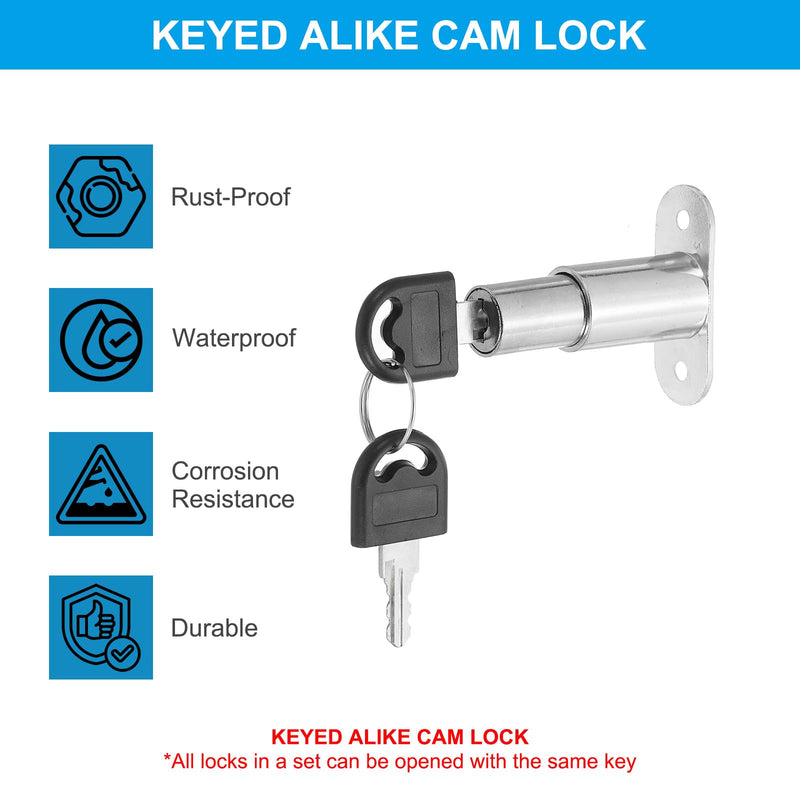 PATIKIL Push Plunger Lock, 6 Pack 32mm(1-1/4inch) Cylinder Length 3/4" Cylinder Diameter Zinc Alloy Chrome Finish Desk Drawer Lock Keyed Alike for File Cabinet Wardrobe Sliding Door