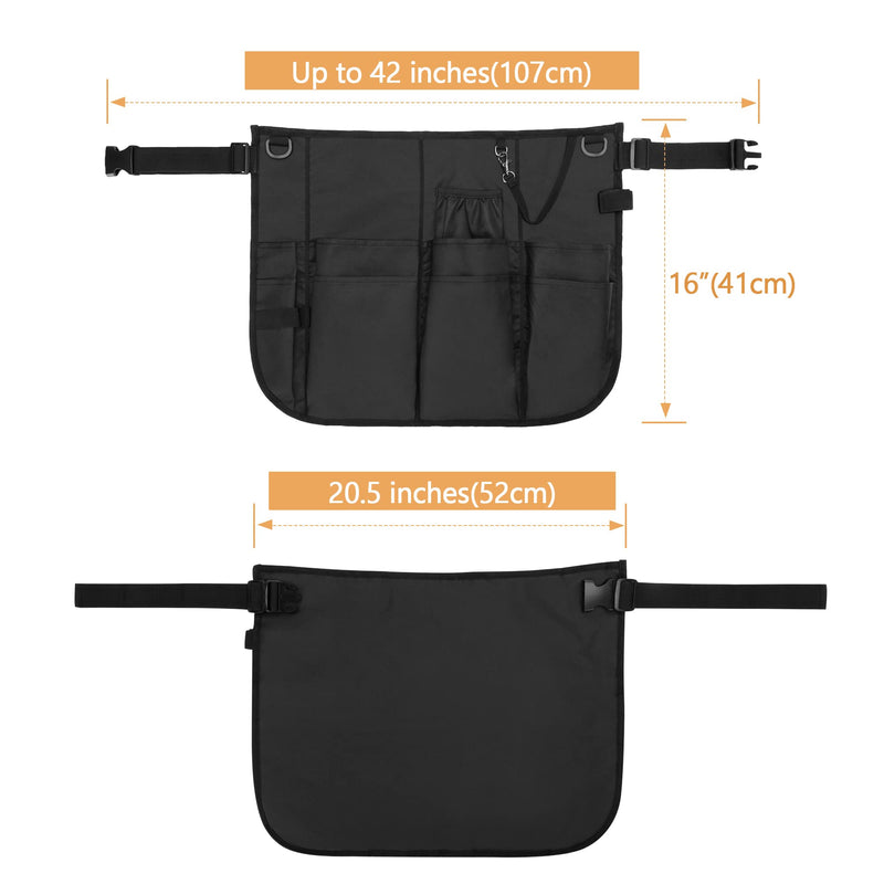 LoDrid Professional Cleaning Apron with 9 Pockets and Adjustable Waist Belt, Water-resistant Cleaning Caddy Aprons for Cleaning Work of House Hotel, Black