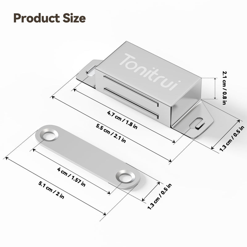 Cabinet Door Magnet, Flat Bottom Cabinet Magnetic Catch with Adhesive, Easy to Install,Only Takes 1 Minute,35lb Magnetic Cabinet Door Drawer Latch (Sliver, 4Pack) 4 Silver - 35lb