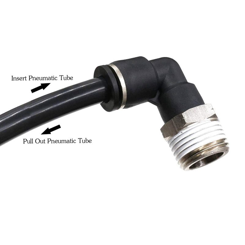 1/2 Npt Push to Connect Air Fitting CEKER 1/4 inch OD Tubing Elbow Air Line Quick Connect Fittings Male Threaded 90 Degree Push in Lock Fit Pneumatic Fittings Tube Connector 2Pack 1/4" OD X 1/2" MNPT 2