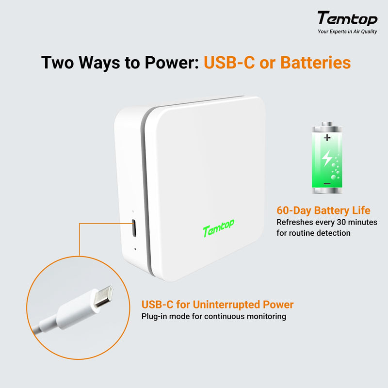 Temtop P1 Air Quality Monitor, PM2.5/PM10/Temperature/Humidity Sensor with Bluetooth App, AQI Tracking & Portable Design for Home, Office, Car, and Travel Use P1 (PM2.5, PM10, AQI)