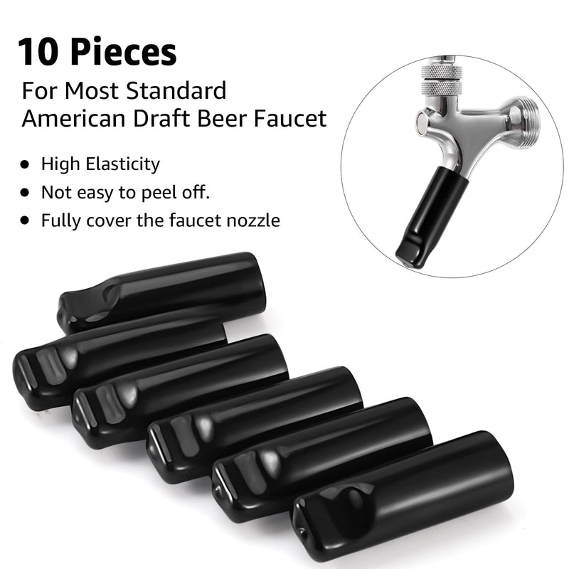 Beer Tap Cover Draft Beer Faucet Cap, 10 Pieces Beer Tap Plug Keg Tap Kit Rubber Tap Soother Sanitary Covers Beer Nipple For Most Standard American Draft Beer Faucet, Kegerator Accessories