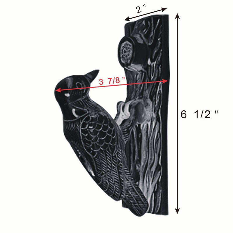 Renovators Supply Manufacturing Door Knockers for Front Door 6.5 in. Black Cast Iron Woodpecker Shaped Door Knocker with Mounting Hardware