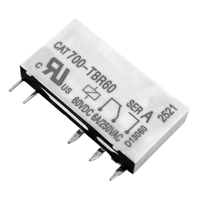 2-Pack CAT700-TBR60 5-Pin Relay, 60VDC 6A/250VAC, DIN Rail Mount Industrial Relay for Control Panels & Automation Systems