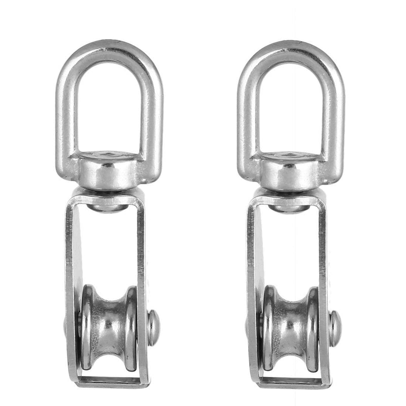 Rocaris 10 Pcs Stainless Steel Wire Rope Crane Pulley Block M20 Lifting Crane Swivel Hook Single Pulley Block Hanging Wire Towing Wheel M20-10 Pcs