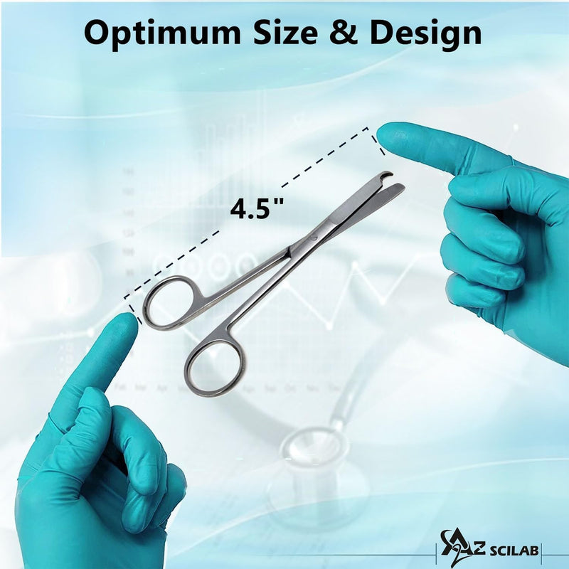 Suture Stitch Scissors 4.5" with Crescent Delicate Hook- Perfect for Suture Removal, First Aid, EMS Training and More Premium Quality Instrument- Stainless Steel (Silver) Silver