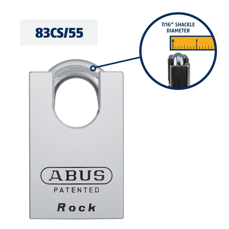 ABUS 83CS/55-300 Schlage Rekeyable Chrome Plated Brass Padlock, Zero Bitted Silver 1