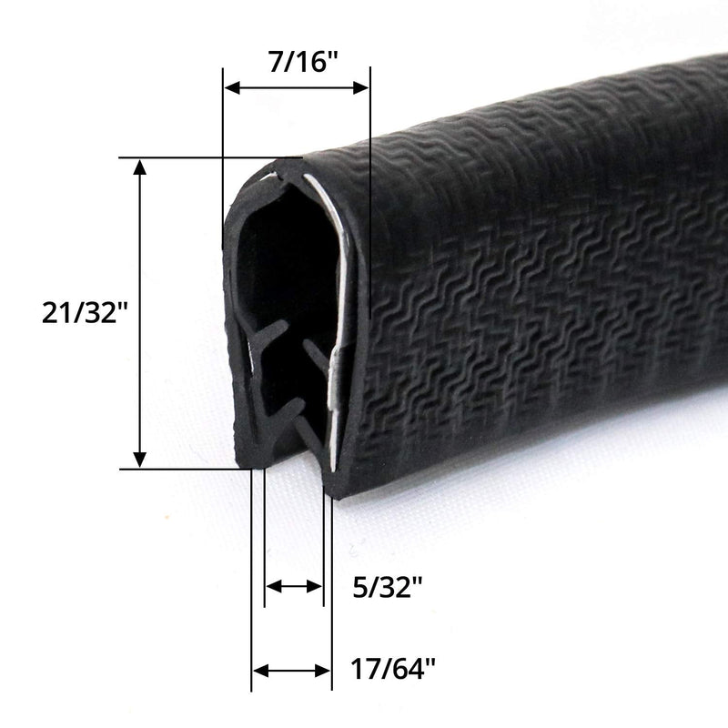 QWORK Black Edge Trim Large,1/4" Fits Edge (10 Feet Length) 10 feet