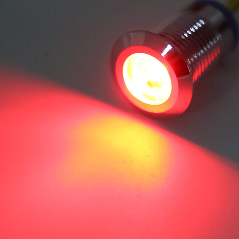 Hilitand 4 Sets Common Anode Round LEDs, 10mm Pre‑Wired Color LED Waterproof Indicator Light 12‑24V(Red and Green) Red and Green