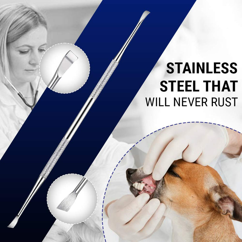 Pet Teeth Cleaning Tools – 6.5 Inch double header Tarter & Plaque remover tool for cats and dogs. Stainless Steel That Will Not Rust. By Majestic Bombay - PawsPlanet Australia
