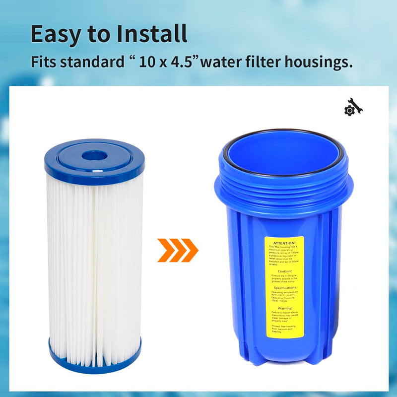 WuYan 10" x 4.5" Whole House Sediment Pleated Water Filter Replacement for Culligan R50-BBSA,R50-BB, W50PEHD, GXWH40L,GXWH35F,2Pack