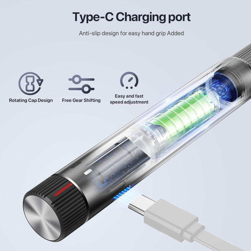 Electric Engraving Pen, USB Rechargable Engraving Pen with 24 Bits, Cordless Etching Engraving Tool, Portable DIY Rotary Engraver for Jewelry, Wood, Glass, Stone, Carving, Resin Grey