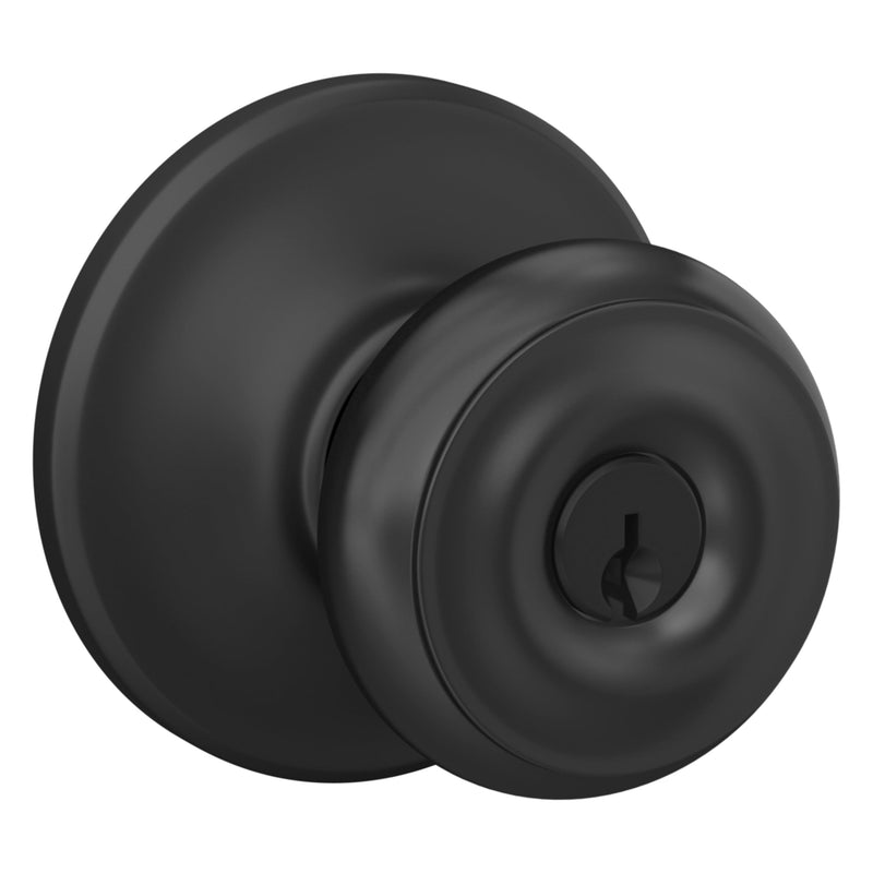 Schlage F51A GEO 622 COH Georgian Door Knob with Cohen Trim, Keyed Entry Lock, Matte Black