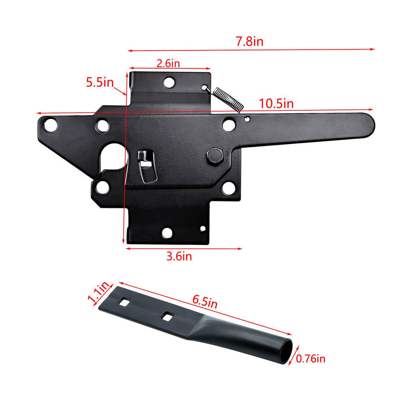 Heavy Duty Self-Locking Post Mount Automatic Gravity Lever Gate Latch for Wooden Fence with Fasteners - Black Finishing Steel Gate Latch to Secure Pool/Yard/Garden