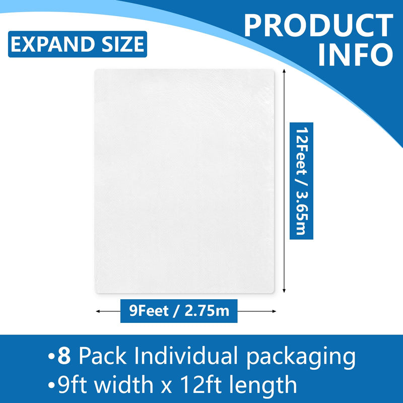 8 Pieces Plastic Drop Cloth for Painting, 9 x 12 Feet Painters Plastic, Waterproof Clear Plastic Tarp, Dustproof Plastic Sheeting for Furniture Cover 8 Pack
