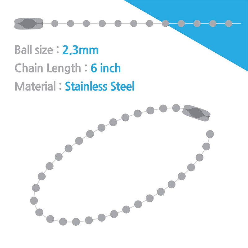 Stainless Steel Ball chain Tag Key Chain Connector 6 Inch Long 2.4mm Bead Dia 100 Pcs - NewNest Australia