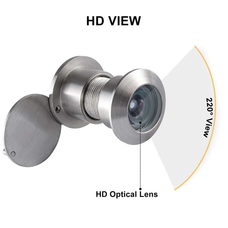 Earl Diamond - Peep Holes for Door, Solid Brass 220-Degree Door Viewer Peephole with Heavy Duty Rotating Privacy Cover for 1-21/32" to 2-1/8" Doors for Home Office Hotel, Satin Nickel Brass-Satin Nickel
