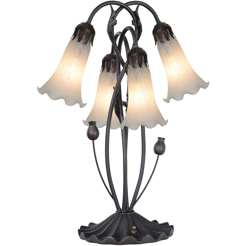 Bieye LS10 Lily Flower Blown Glass Lampshade (White, Opening I.D. 1.26" x O.D. 1.5") Opening I.D. 1.26" x O.D. 1.5" White