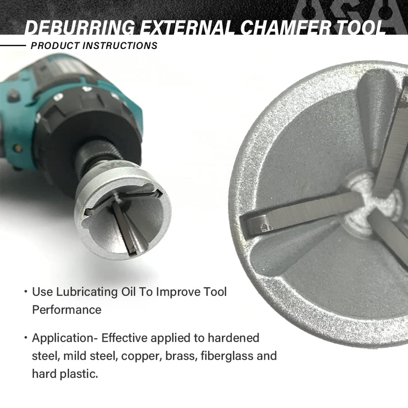ASA Tools Deburring External Chamfer Tool, with HSS Blade, Deburring Drill Bit, Remove Burr Tools Quick Release Shank Fits for 1/8"-3/4"(3mm-19mm) Deburring Drill Bit 3mm-19mm