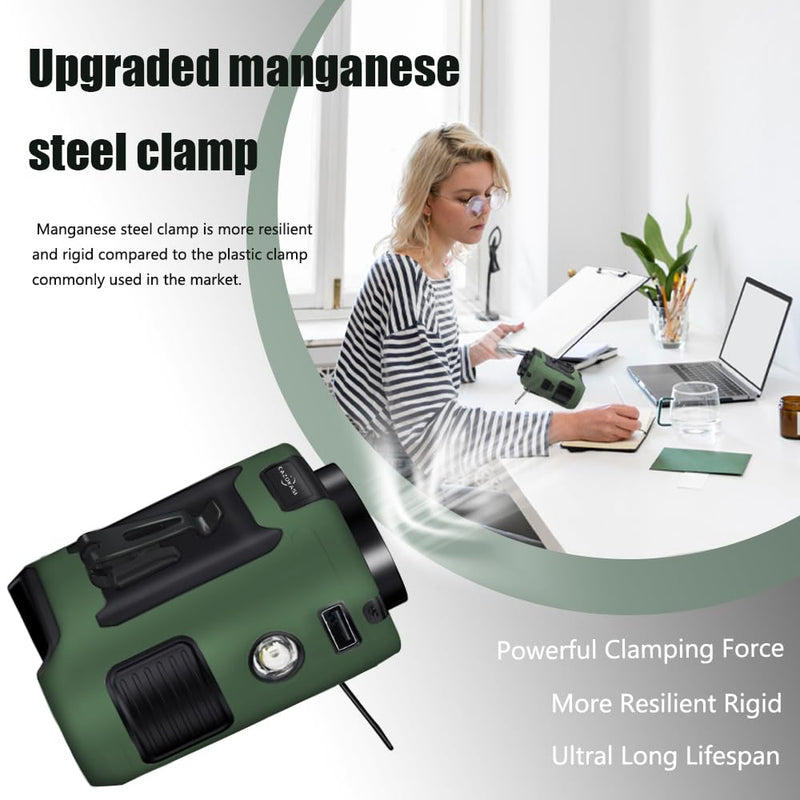 CAZOKASI 2024 Upgrade 10000mAh Waist Clip Fan Wearable Fan Portable Personal Body Fan Powerful Upto 40H Cooling and Heatstroke Prevention Fan (Gray and Orange) (10000mAh / Green) 10000mAh / Green