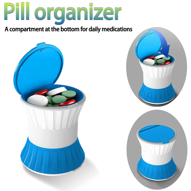 Pill Crusher Fine Powder with Small Medicine Pill Box 3-in-1,Pill Splitter Cutter for Small Pills Vitamins Tablets, Portable Pill Crushers for Elderly & Pet,Travel-Friendly Pill Grinder (Blue) Blue