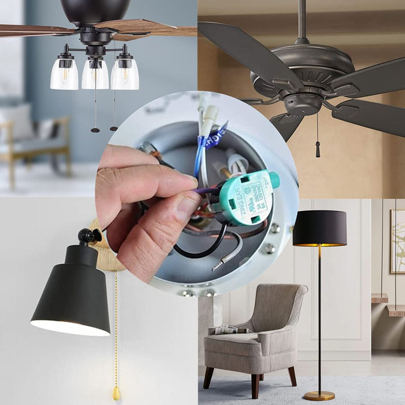 Ceiling Fan Switch ZE-268S6,3 Speed 4 Wire Ceiling Fan Pull Chain Control,Pull Chain Cord Switch Control for Ceiling Fans,Bronze Bronze