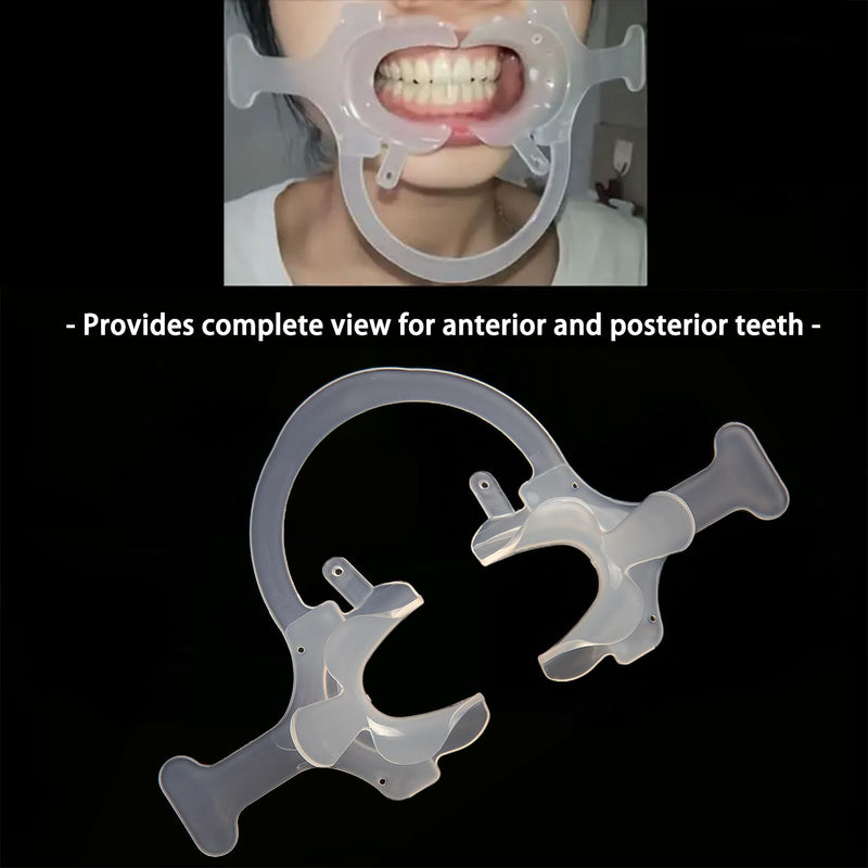 Dental Cheek Lip Retractor for Teeth Whitening Mouth Opener C-Shape with Handle White（Size Kids and Large）