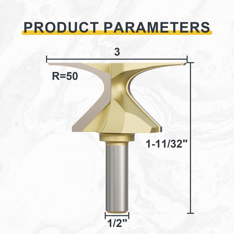 CSOOM 1/2" Shank R50 Arc Bending Router Bits， Woodworking Router Bits Arc Bending Integrated Knife Router Bits for Woodworking Milling Cutter Milling Cutter Sharp Sturdy
