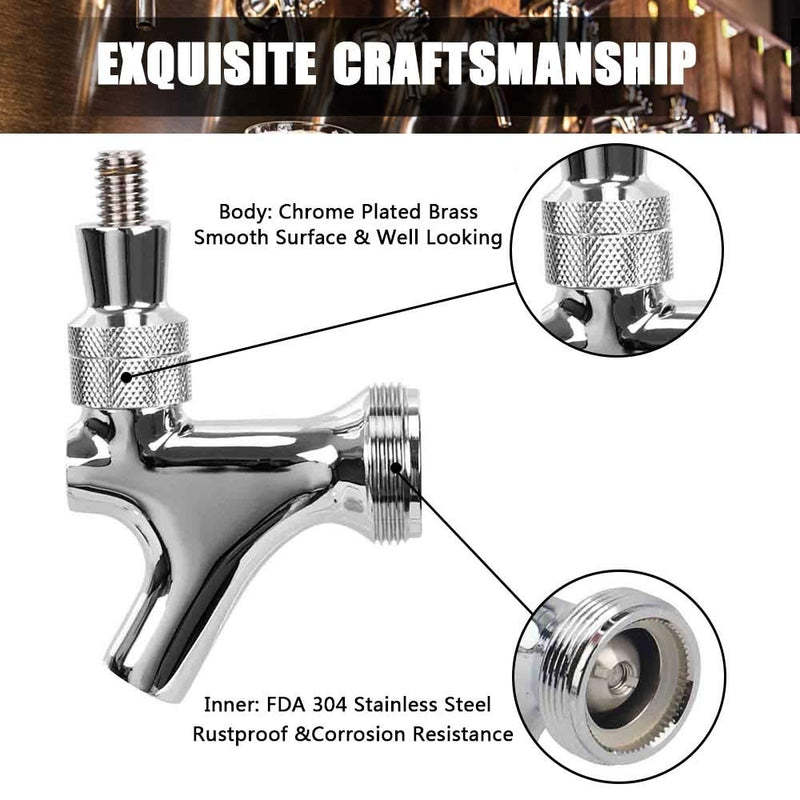 OneBom Beer Faucet with Nipple 4'' Shank Assembly,3/16’’I.D. Bore for Keg Fridge Keezer (4'' Shank)