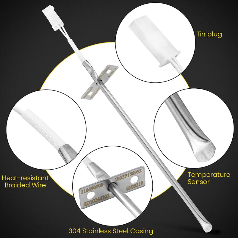 316490000 Oven Temperature Sensor Probe Replacement for Frigi-daire Ken-more Ranges, Replaces 316490002 316490003 7316490000 1197392 AP3963654 PS1528542 EAP1528542