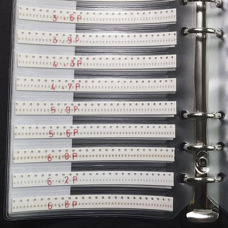 0402 0.5pF-2.2uF 82 Values(50pcs/Value) 4100pcs Capacitor Kit All Series SMD Combo Sample Book Kit SMT Pack Box Book 0402 (0.5pF-2.2uF) Capacitors
