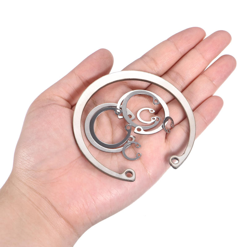 uxcell 30Pcs 26mm Internal Retaining Ring Circlip, 304 Stainless Steel Internal Circlip Snap Rings C-Clips for Grooved Shafts Studs, Silver Tone 30