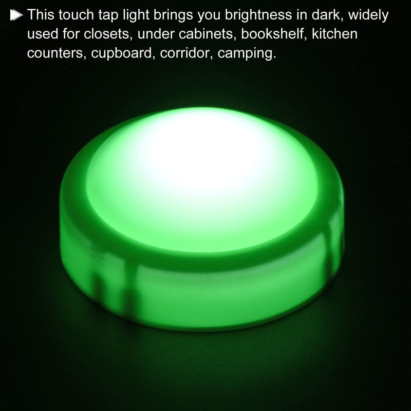 MECCANIXITY Touch Tap Light LED Push Night Light AAA Battery Powered 3.8inch for Closet Cabinet Stair Camping Green Pack of 3