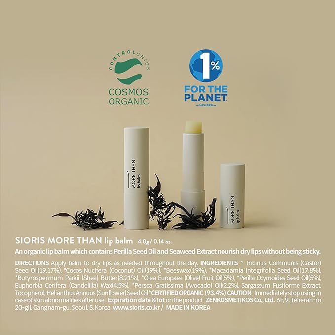 SIORIS Moa Zan Lip Balm, 0.2 oz (4 g) (Genuine Japanese Product) Lip Balm, Lip Balm, Natural Ingredients 93.5% Organic Lip Balm, Moisturizing, Men's, Skin Care, Cosmetics, Korean Cosmetics, Cosmos - NewNest Australia