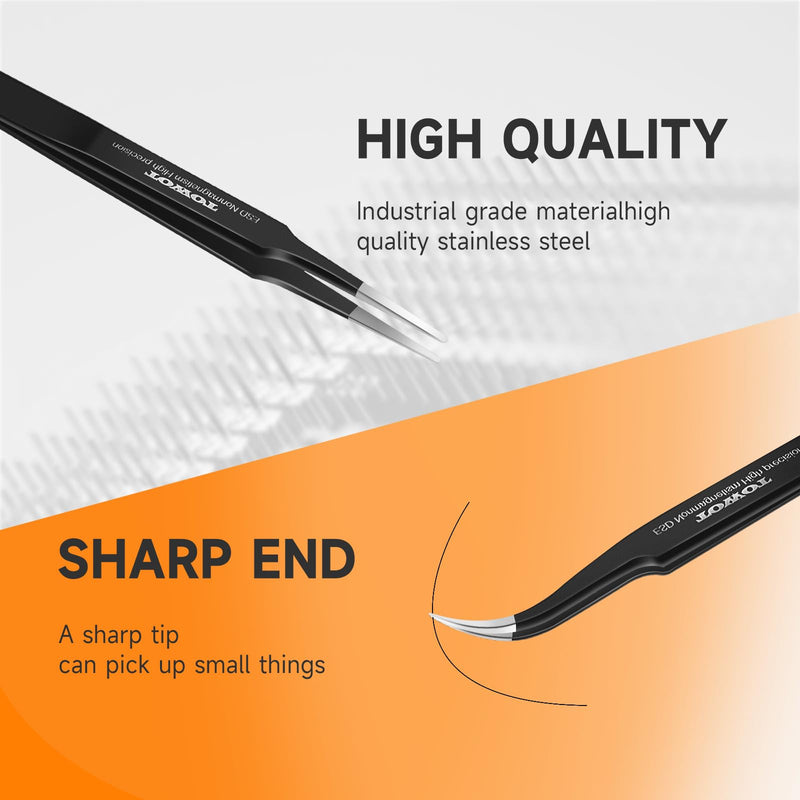 TOWOT Precision Tweezers, Upgraded Anti-Static Stainless Steel for Electronics, Craft, Soldering, and Experimental Work, Jewelry Making Curved Tweezers EAGLE BEAK Fine Tip curved(116mm)
