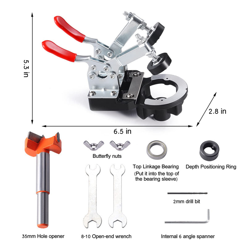 Adoles 35mm Concealed Door Hinge Jig， Accurate Locking Cabinet Hinge Jig，Aluminum Alloy DIY Pocket Hole Jig，2 Retaining Clips，Adjustable Quick Punch Cabinet Hardware Jig - NewNest Australia