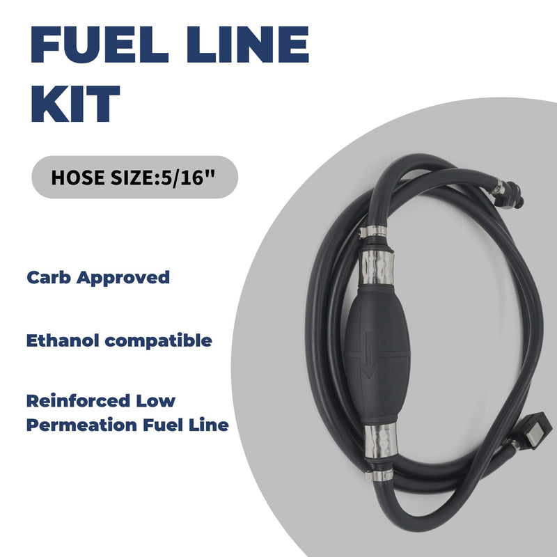 5/16" 7.5FT Outboard Fuel Line Kit with Connectors for Mercury mariner Boat | Includes 8mm Fuel Line With Primer Bulb Fits Universal Sprayless Connector 8838HF6,8838TM6 & 22-13563Q3 Fuel Tank Connector 5/16" Fuel Line with Connectors