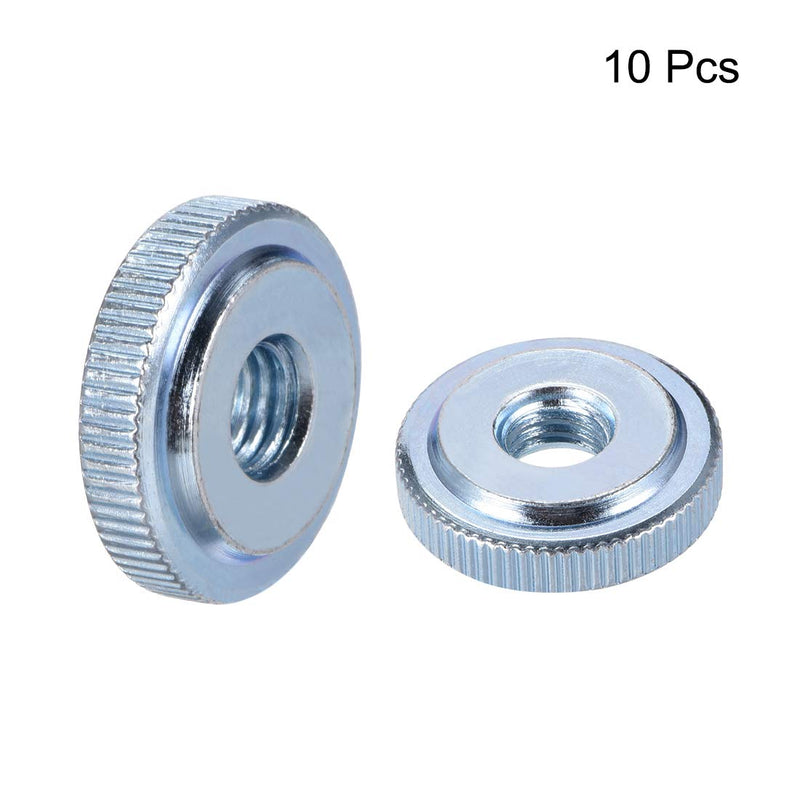 uxcell Round Knurled Thumb Nuts Conector Lock Adjusting Nuts, M10 Female Threaded Thin Type, Blue Zinc Plating, Pack of 5