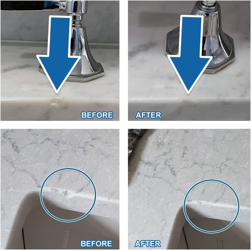 Quartz Countertop Chip Repair Kit(White), Traceless & Quickly Repair Edge Chip, Crack and Hole, Quartz Countertop Repair Kit for Quartz, Marble, Granite, Porcelain and Other Stone Surfaces, 59ml No. 01 White