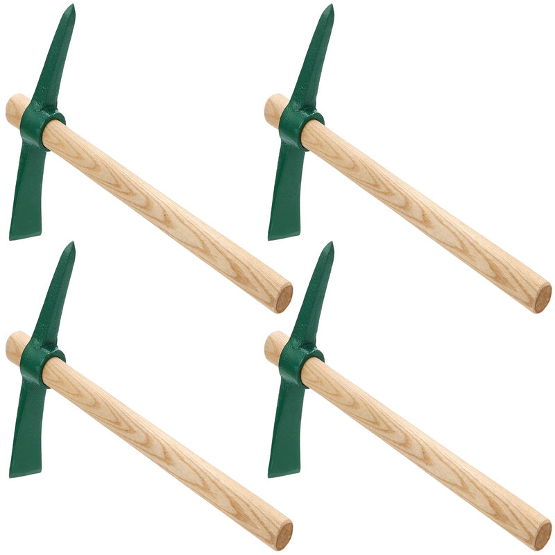4 PCS 15 Inches Pick Axe, Forged Mattock Tool, Heavy Duty Pick Mattock with Non-Slip Handle for Gardening, Camping, Prospecting