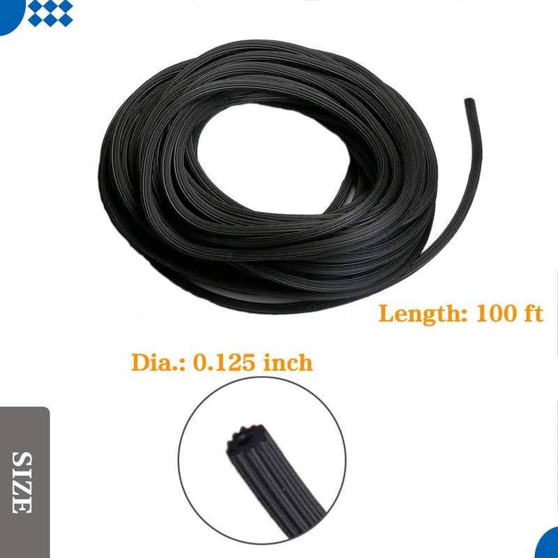 Window Screen Spline, 0.125" x 100' Window Screen Retainer Spline, Black, Tooltriz