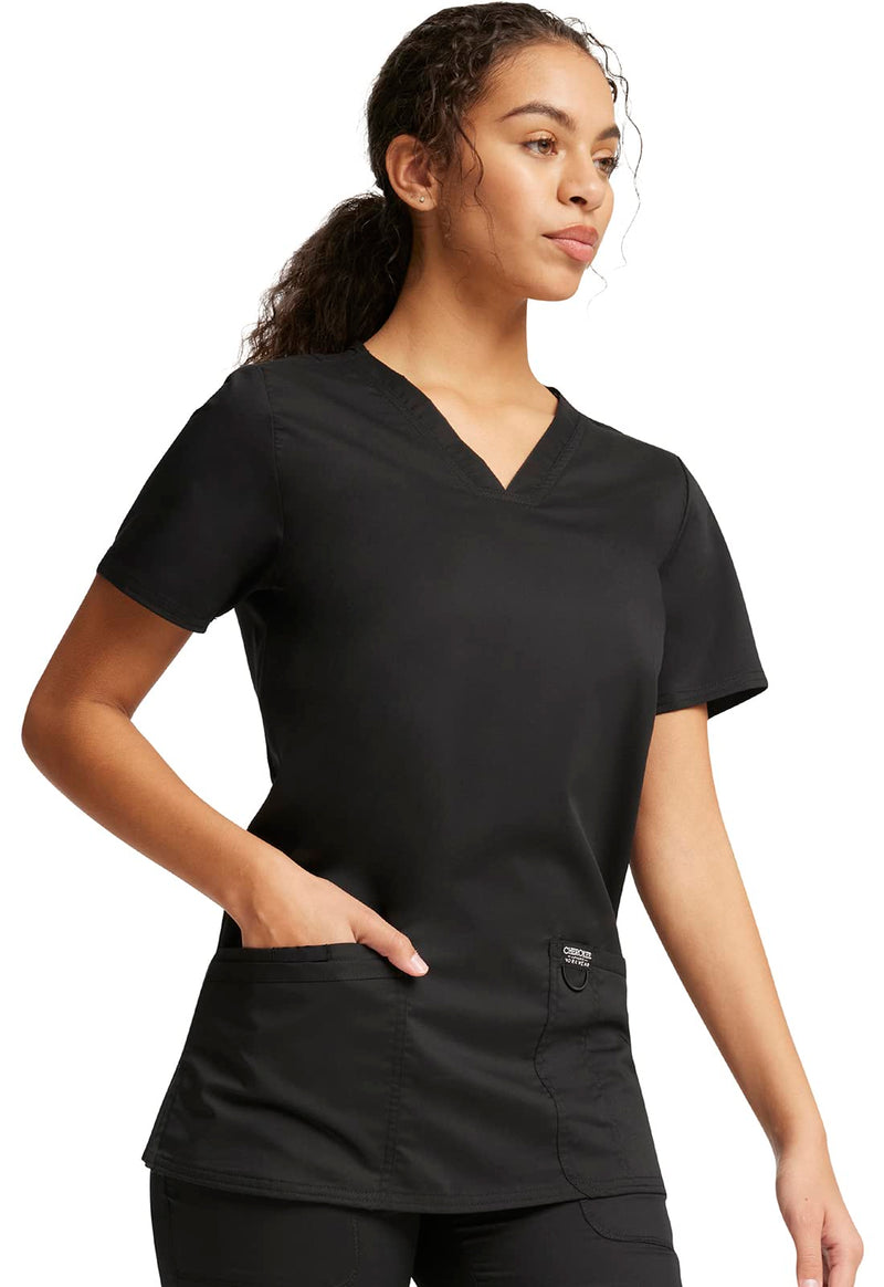 V-Neck Scrubs for Women Workwear Revolution, Soft Stretch, Easy Care WW620 X-Large Black