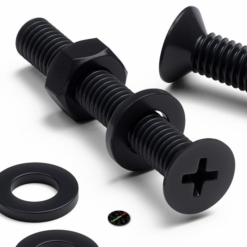 50 x Black Nylon Countersunk plastic machine screws, M6 x 40mm, Plastic Bolts, Nuts & Washers, (15/64 x 1-37/64 in)