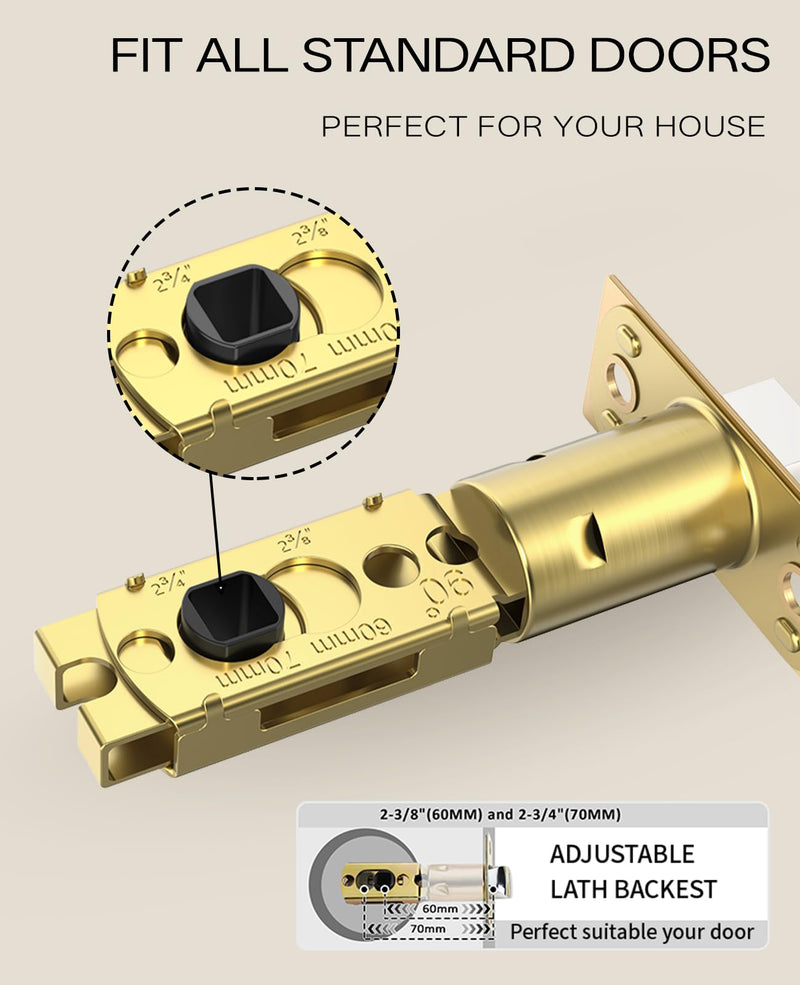 Asidrama 1 Pack Privacy Champagne Bronze Crystal Door Knob with Lock, Champagne Bronze Door Knobs Interior for Bedroom or Bathroom, Heavy Duty for Left Right Sided Doors 220 1pack