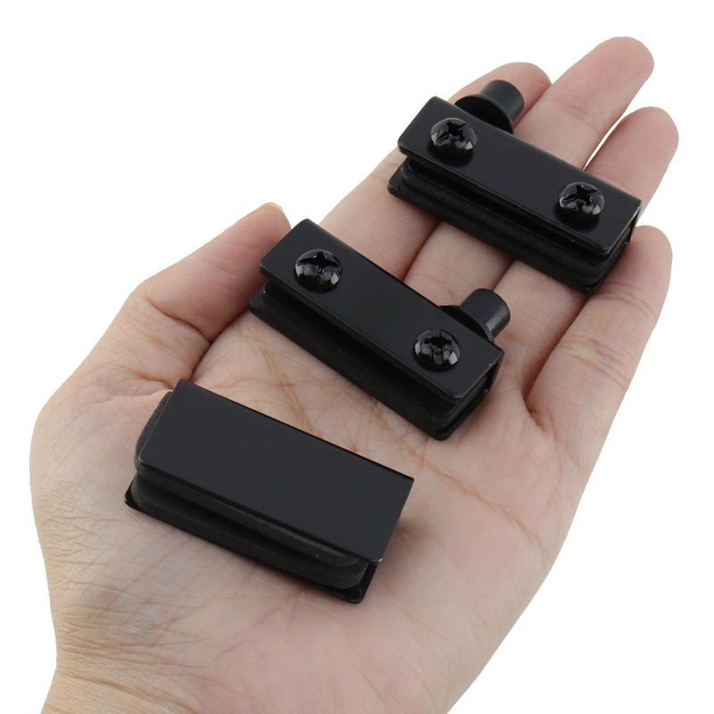 T Tulead Double Magnetic Latch Catch Glass Door Latch Clamp Black Magnetic Touch Latch Set Style 2, Black
