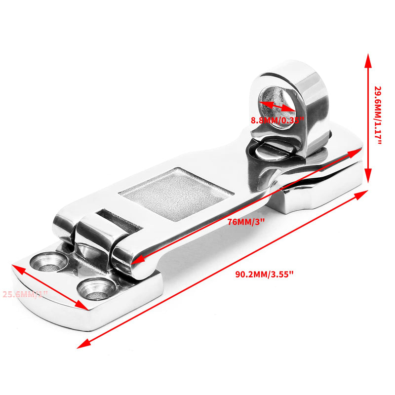 2Pcs Stainless Steel Marine Grade Door Hasps, 3 Inch Heavy Duty Door Hasp with Turning Padlock Eye Mount Swivel Safety Hasp with Screws 2 Pieces
