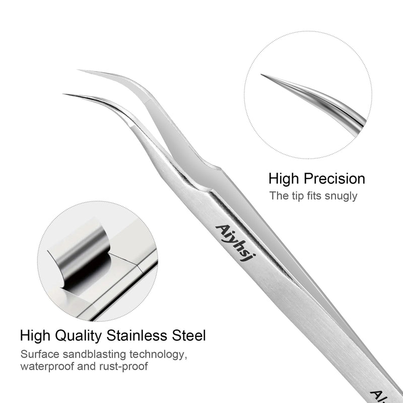 Precision Tweezer, Upgraded Professional Fine Tip curved Tweezer, High-end Stainless Steel Tweezer for Craft, Electronics, Soldering, Eyelash Extensions, Laboratory Work, Jewelry-Making Fine Tip Curved (4.72in)