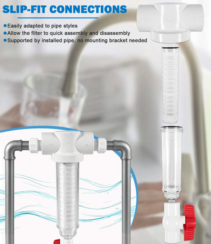 1-1/2" Spin Down Sand Separator for 50 Gpm Sediment Water Filter System, PVC Slip Fit Connections, 100 Mesh