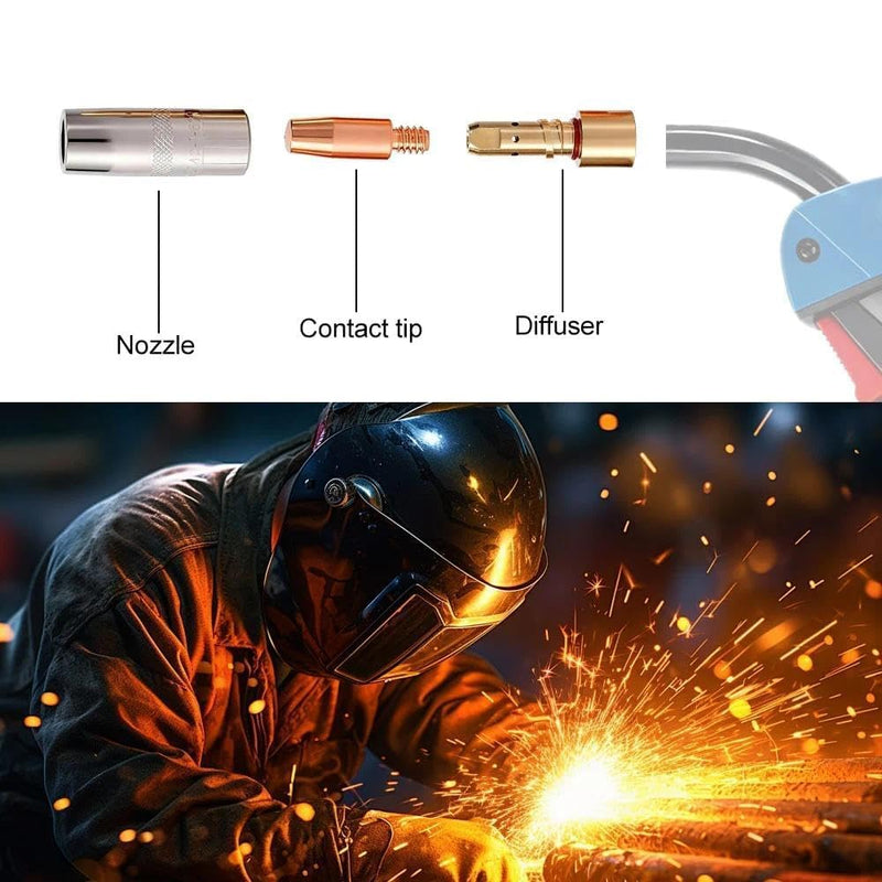 12-PK MIG Welding Gun Kit with .045" Tips - Nozzles - Diffusers Compatible with Lincoln Magnum PRO 250L/300L (KP2744-045, KP2742-1- 62R, KP2746-1) (62R)12PK.045" Kit