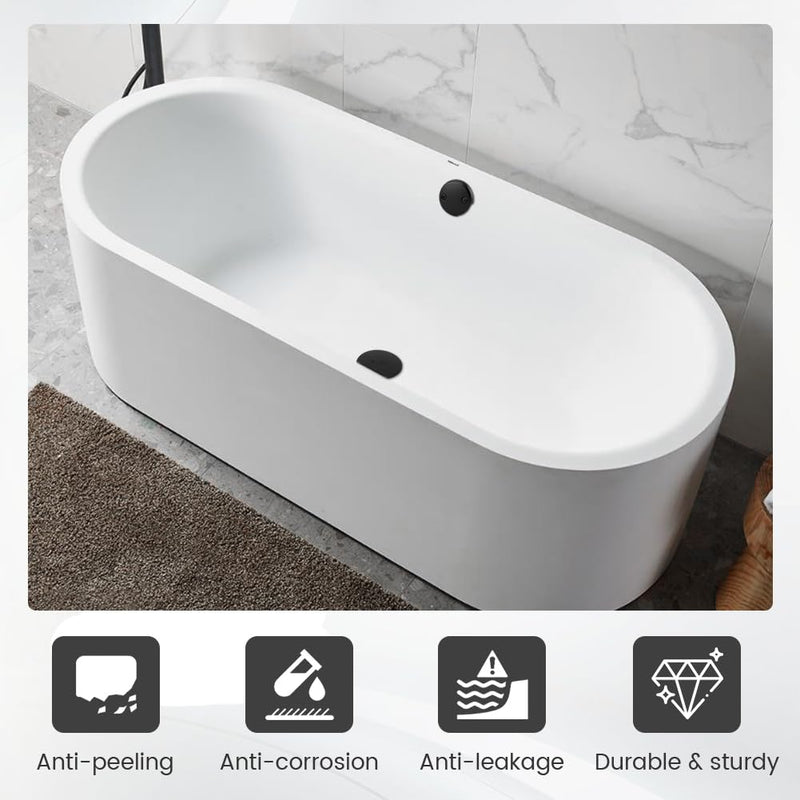 Bathtub Drain Tip-Toe Trim Set with Two-Hole Overflow Faceplate, Bath Tub Drain Conversion Kit Replacement Bathtub Drains Stopper Assembly with Universal Fine & Coarse Thread(Color:Matte Black) Matte Black